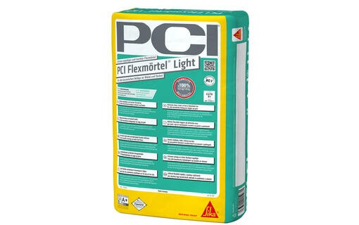 Innovativer Fliesenkleber PCI Flexmörtel Light für doppelte Reichweite